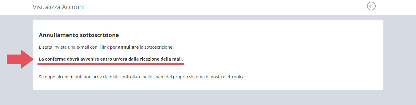 immagine pagina visualizza account,avviso di eliminazione dell'account tramite mail